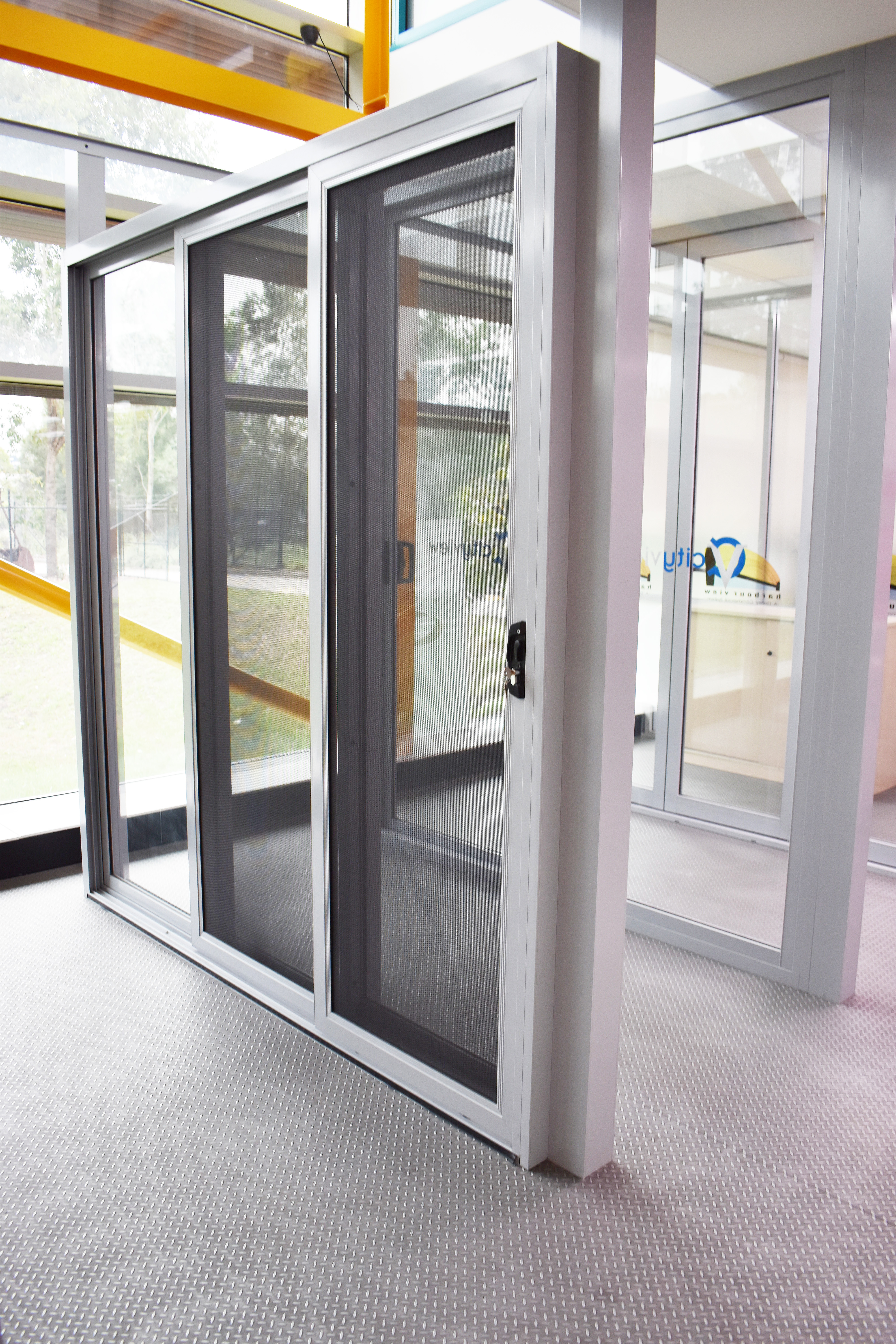 ScreenGuard sliding security door on modern home